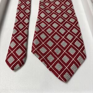 Y2K 1990s Vintage Tom James‎ 100% Silk Handmade Neckwear Geometric Necktie (402)